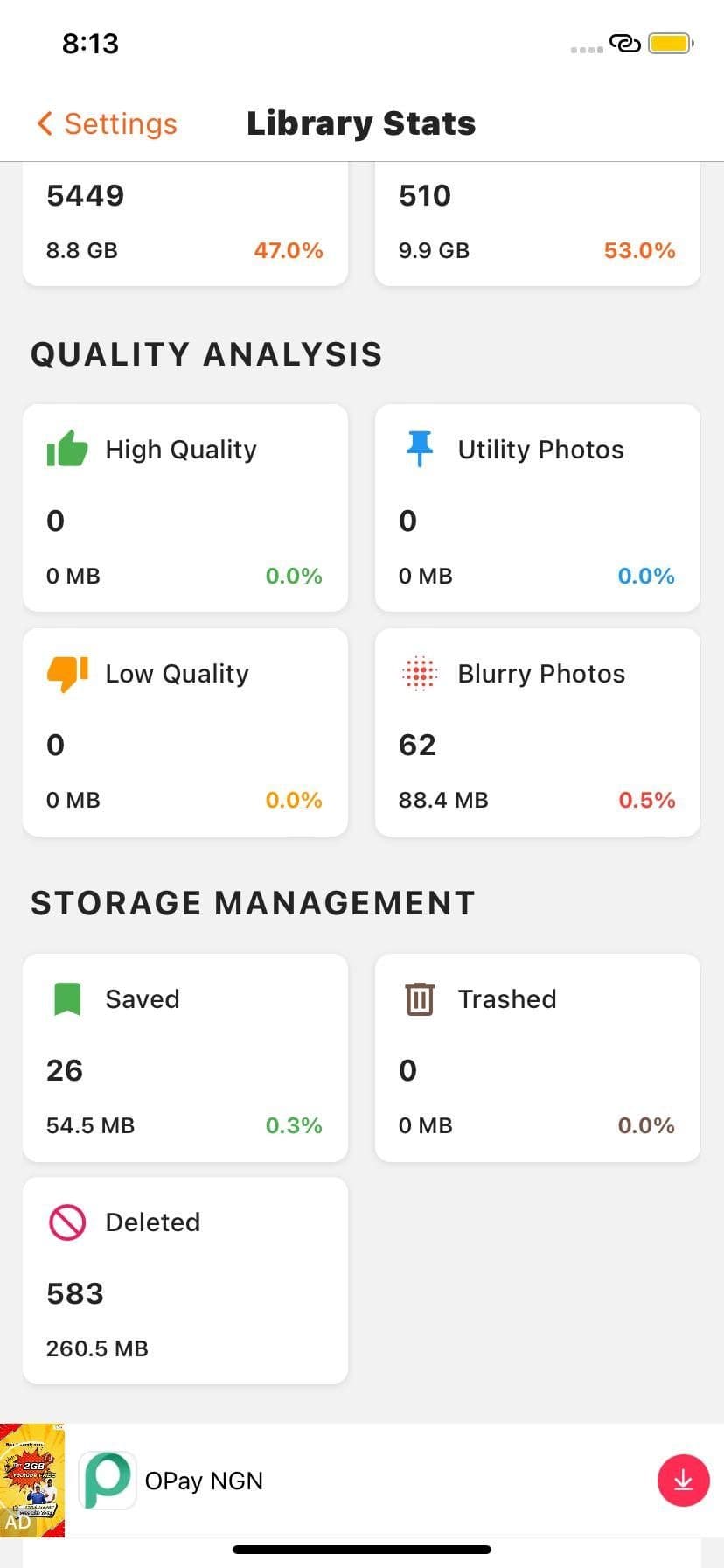 User 3 stats β 583 deleted, 260.5 MB freed
